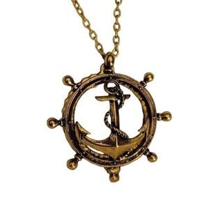 Anchor Pendant With Long Necklece Magnifying glass jewelry loupe